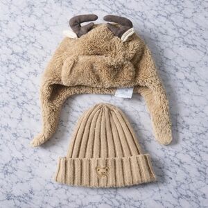 Baby Gap Bundle Of Two Teddy Bear And Antler Toque Hats Size 12-24 Months
